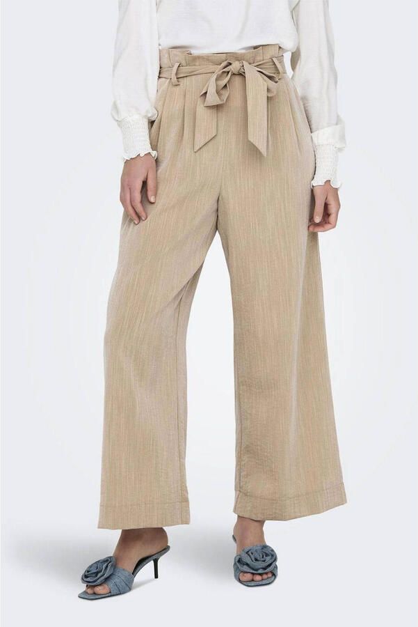 Only Regular fit broek met taille in paperbagstijl model 'MARSA'