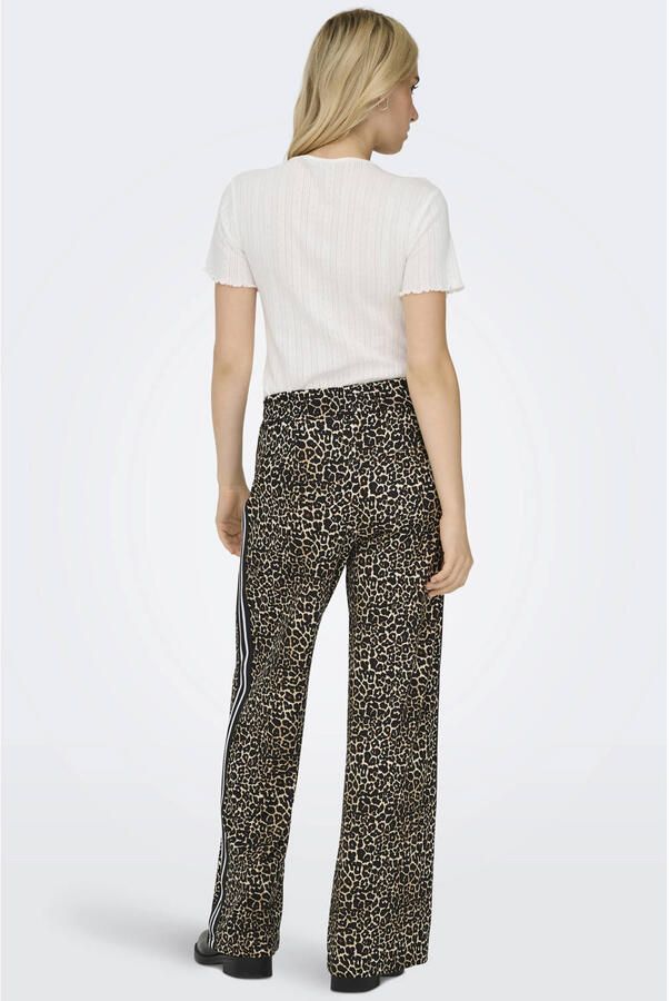 ONLY wide leg regular waist broek met panterprint bruin - Foto 2