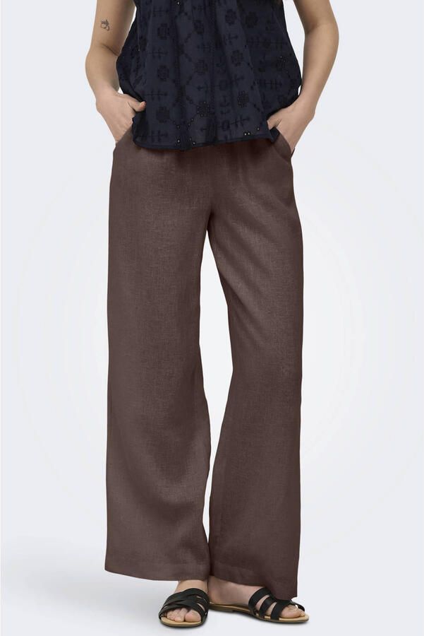 ONLY wide leg regular waist casual broek bruin