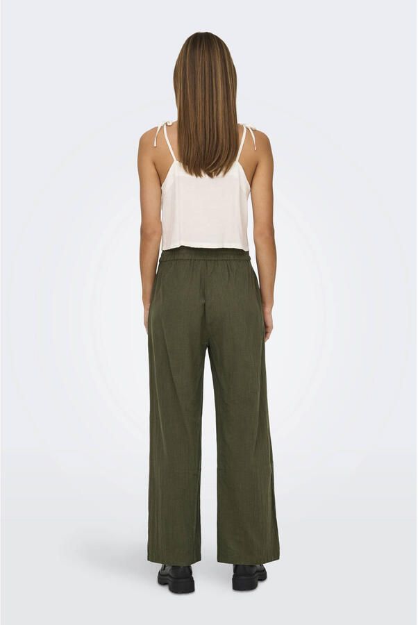 ONLY wide leg regular waist casual broek donkergroen