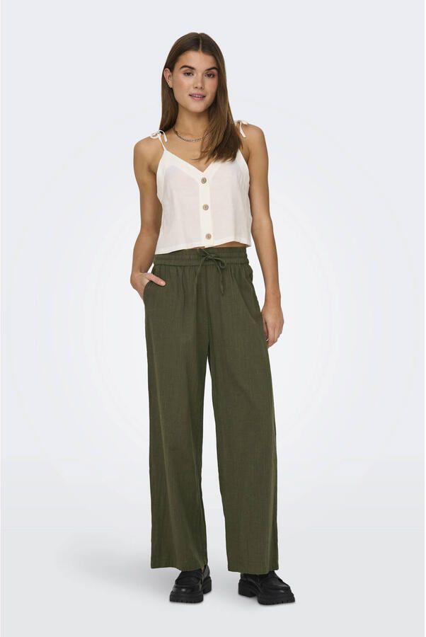 ONLY wide leg regular waist casual broek donkergroen - Foto 2