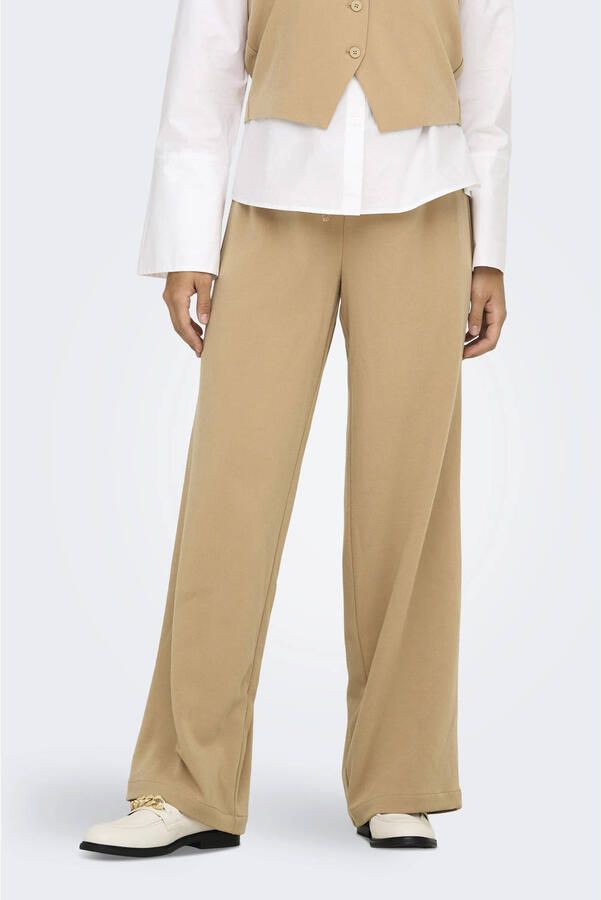 ONLY wide leg regular waist casual broek lichtbruin
