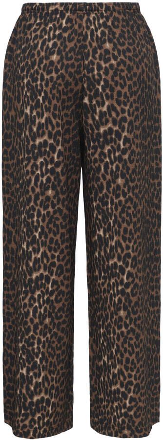 ONLY wide leg regular waist casual broek met panterprint bruin