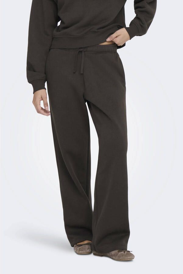 ONLY wide leg regular waist sweatpants donkerbruin