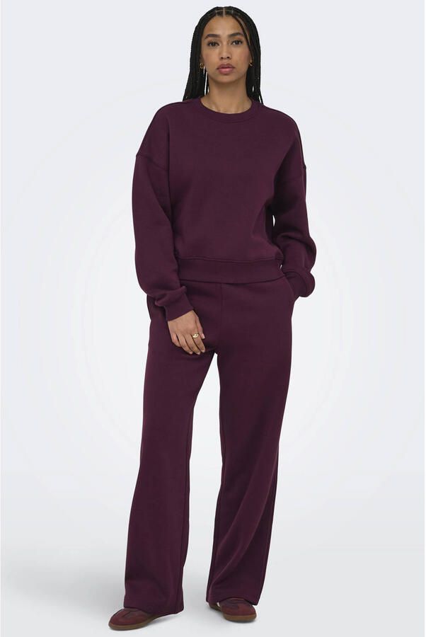 ONLY wide leg regular waist sweatpants donkerpaars - Foto 2