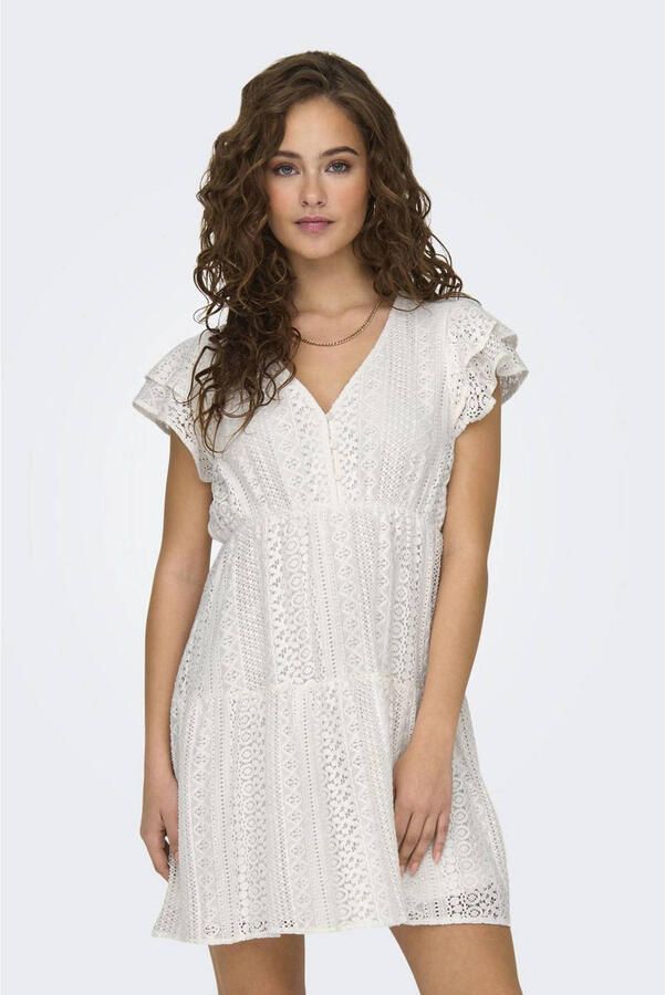 Only Licht uitlopende kanten jurk van puur katoen model 'HELENA'