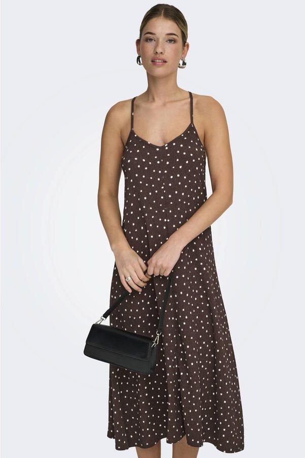 ONLY zomerjurk met stippen bruin
