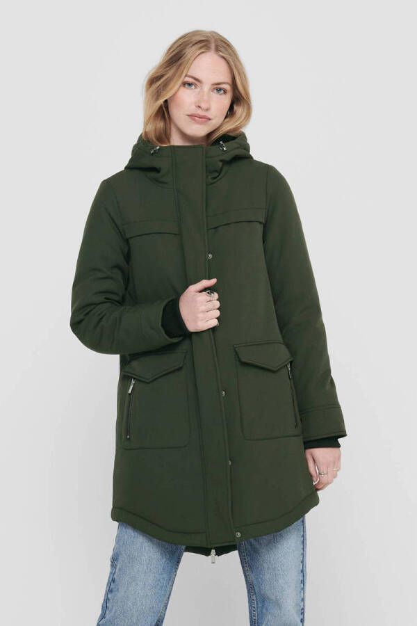 Only Omaastrich parka jas otw Noos Groen Dames