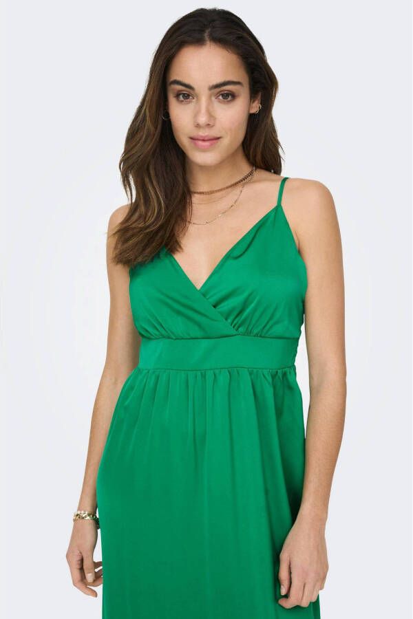ONLY satijnen maxi jurk ONLTINA groen