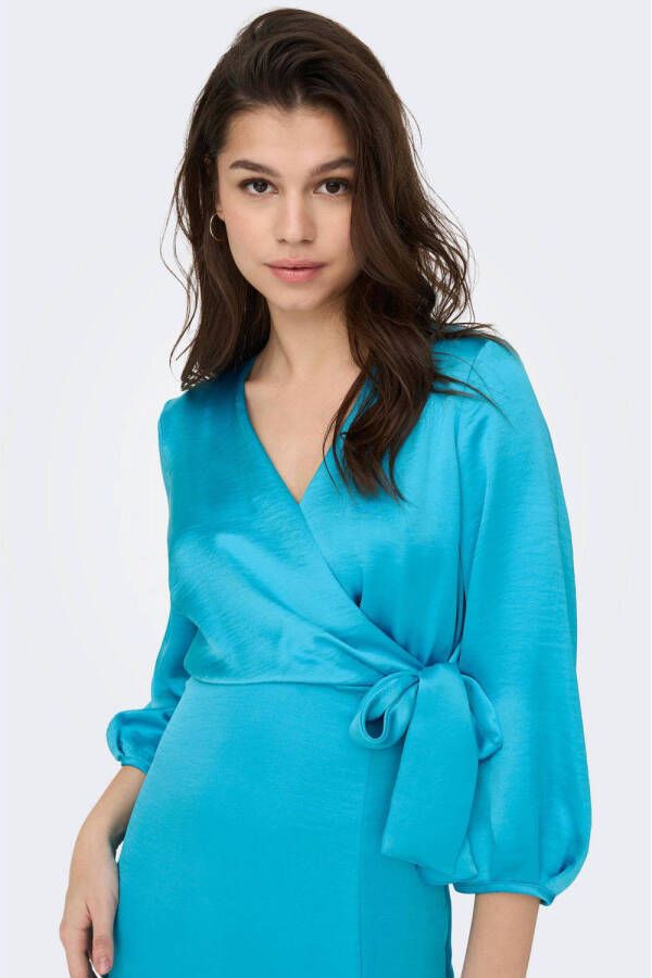 ONLY satijnen maxi overslagjurk ONLMAYA turquoise