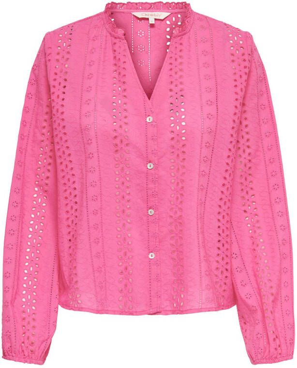 ONLY semi-transparante blouse ONLALFIE met ruches roze