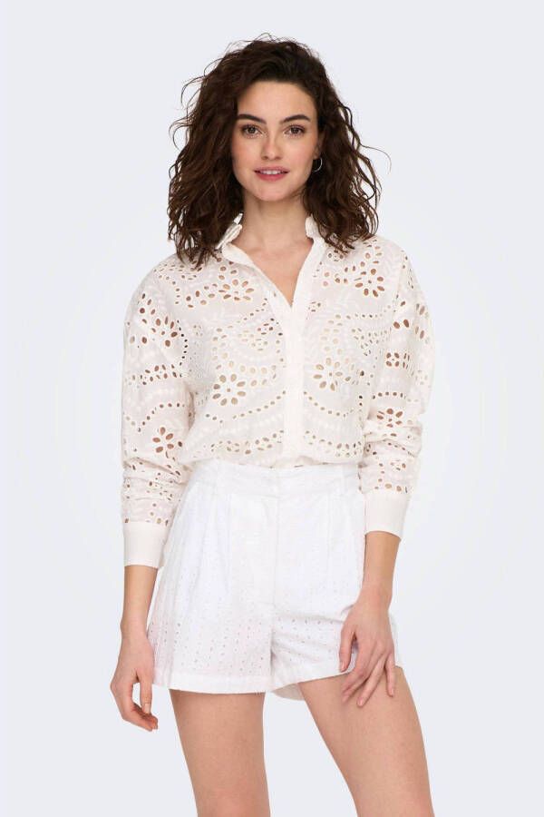 ONLY semi-transparante blouse ONLNEW LALISA met open detail wit