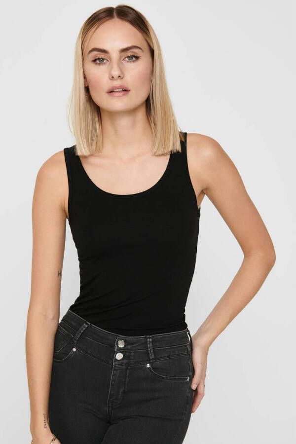 Only Lange top ONLLIVE – Tanktop met figuuraccentuerende snit en stretch effen modieus zeer figuur accentuerend katoenmix ronde hals