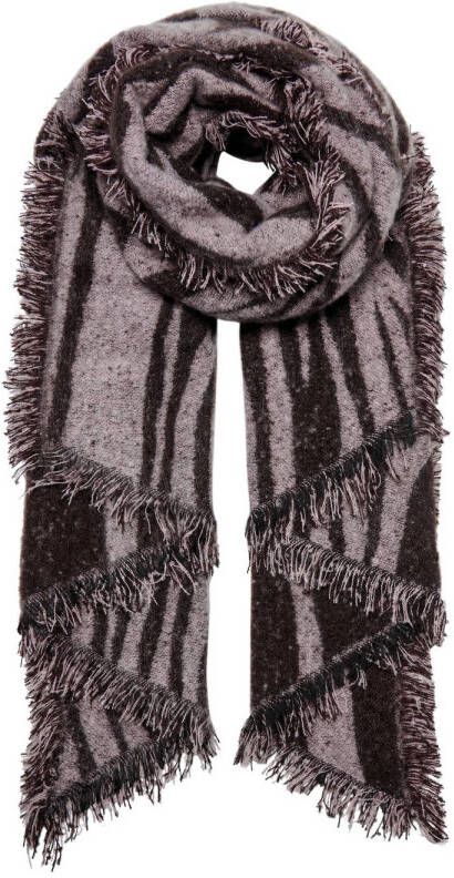 ONLY sjaal ONLLANA met zebraprint grijsroze zwart