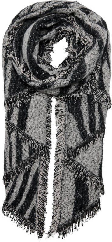 ONLY sjaal ONLLANA met zebraprint grijs zwart