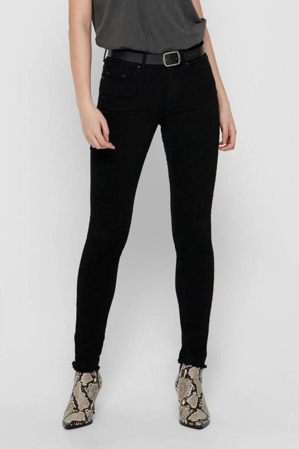 Only Zwarte effen jeans met ritssluiting en knoopsluiting Black Dames