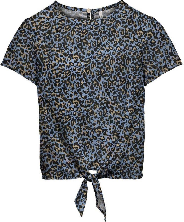 Only T-shirt KOGLINO met all over print donkerblauw Meisjes Polyester Ronde hals 110-116