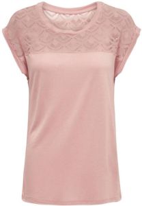 ONLY T-shirt met kant roze