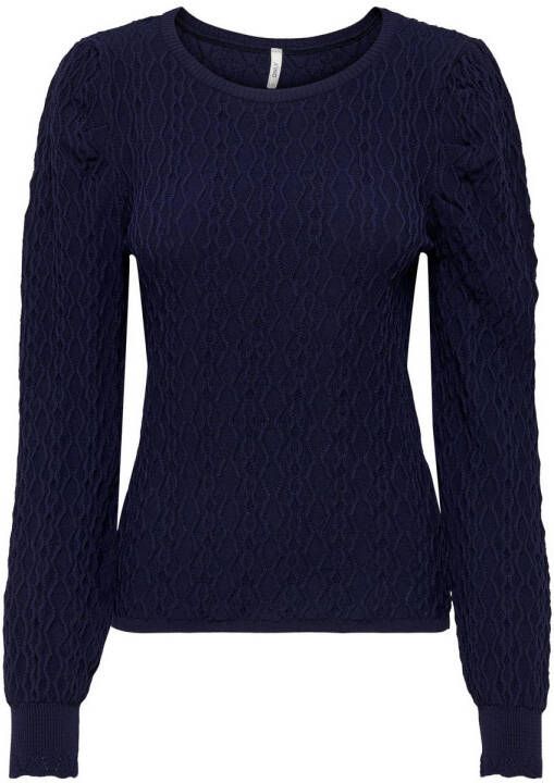 ONLY top ONLFARA met textuur donkerblauw