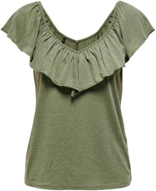 ONLY top ONLLIA met linnen groen