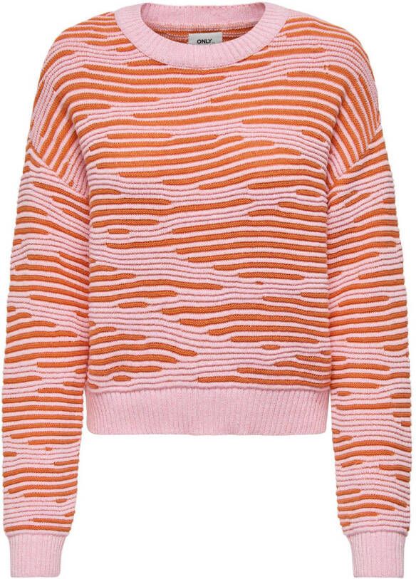 ONLY trui ONLEMMA met all over print roze oranje