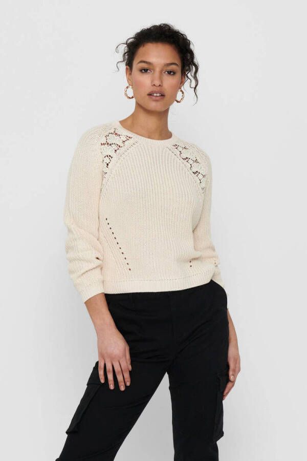 Only Trui met ronde hals ONLMAGA L S LACE PULLOVER KNT NOOS met kant