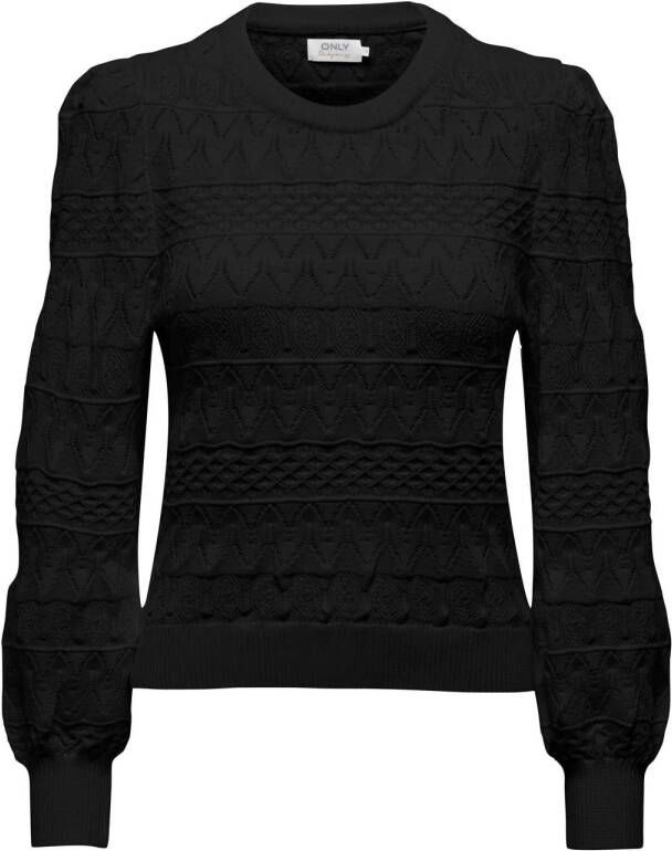 Only Onlsandy LS Structure O-Neck CC KNT Zwart | Freewear Zwart Black Dames