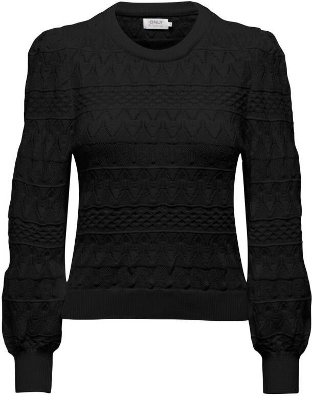 Only Onlsandy LS Structure O-Neck CC KNT Zwart | Freewear Zwart Black Dames