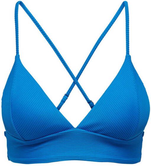 ONLY voorgevormde bikinitop ONLBOBBY met ribstructuur blauw
