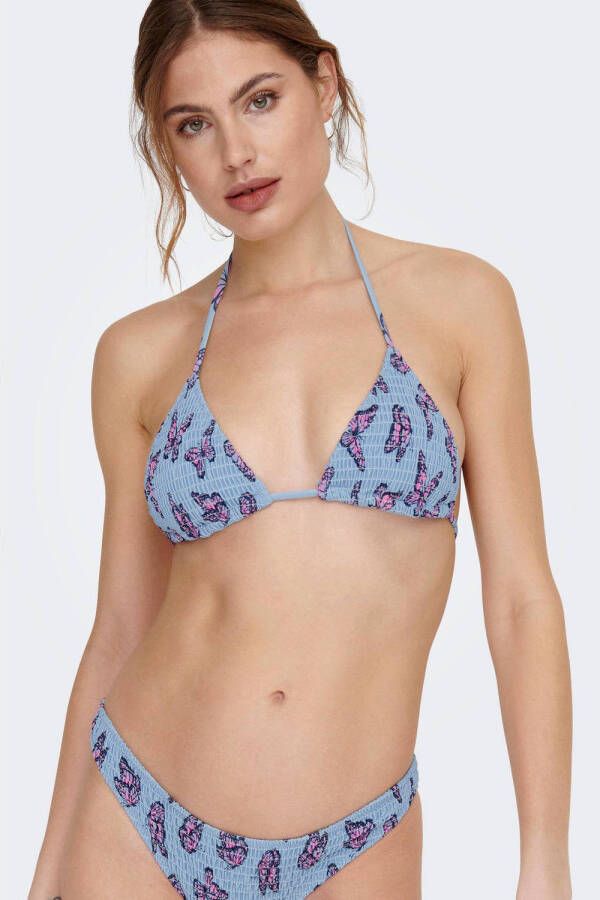 ONLY voorgevormde smock triangel bikinitop ONLSADIE lavendel