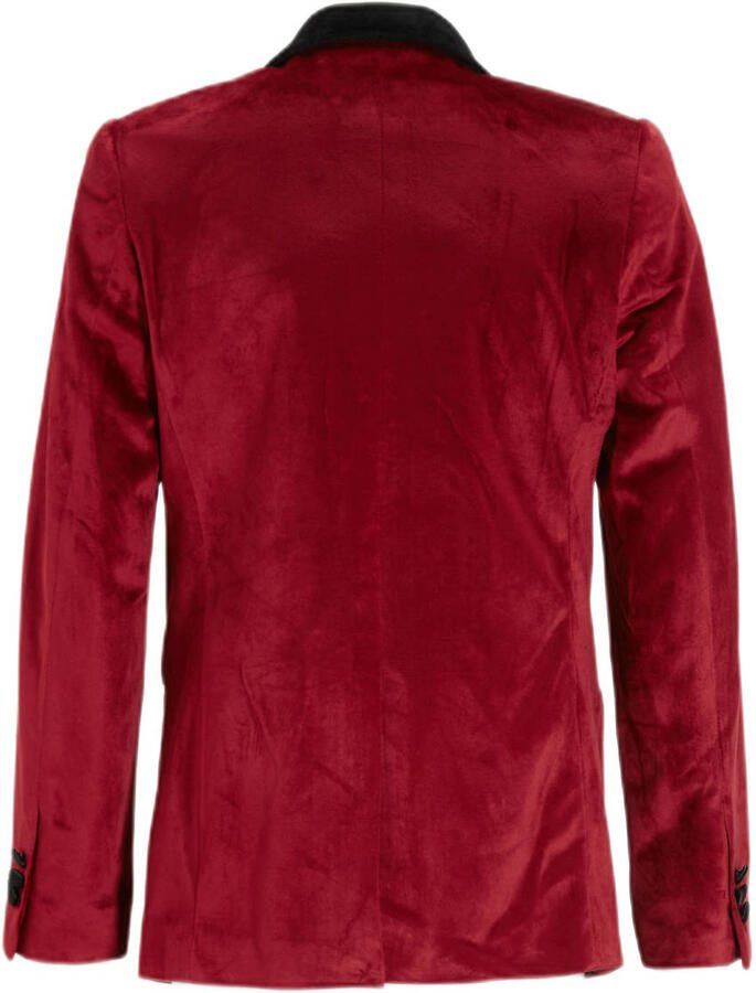 OppoSuits colbert Dinner Jacket rood zwart Jongens Velours Reverskraag 122 128 - Foto 2