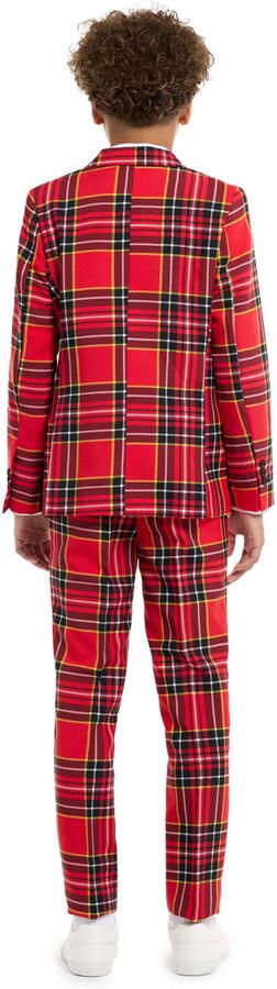 OppoSuits geruit kostuum The Lumberjack rood Jongens Polyester Reverskraag 110 116