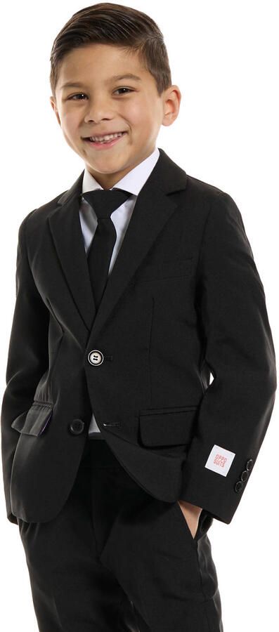 OppoSuits kostuum Black Knight zwart Jongens Polyester Reverskraag Effen