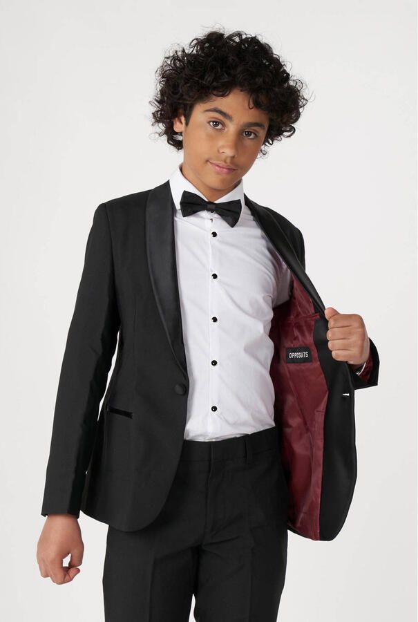 OppoSuits kostuum Jet Set Black zwart Jongens Polyester Reverskraag Effen 134 140 - Foto 3