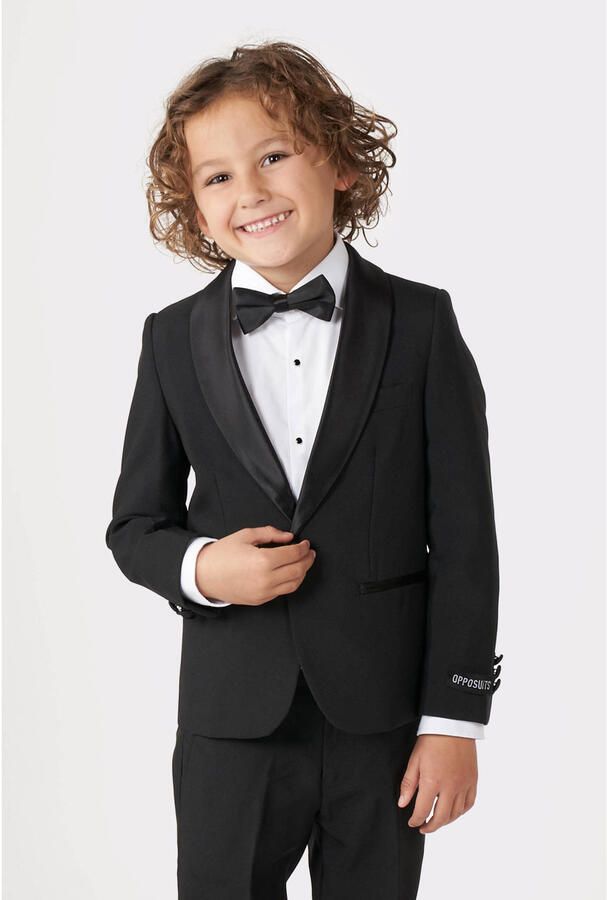 OppoSuits kostuum Jet Set Black zwart Jongens Polyester Reverskraag Effen 134 140 - Foto 2