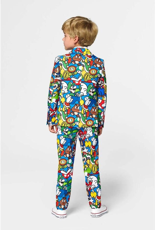 OppoSuits kostuum Super Mario™ met all over print multi Jongens Polyester Klassieke kraag 134 140 - Foto 2