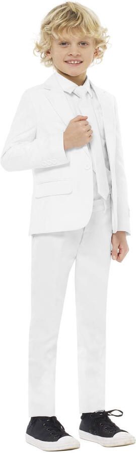 OppoSuits kostuum wit Jongens Polyester Reverskraag Effen 170 176