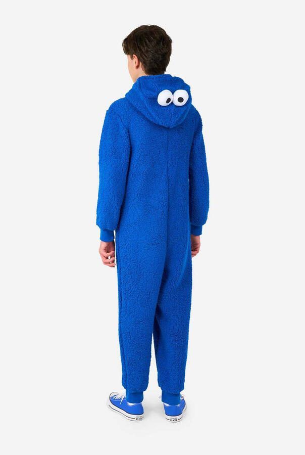 OppoSuits onesie Cookiemonster blauw Jongens Teddy Capuchon All over print 122 128 - Foto 3