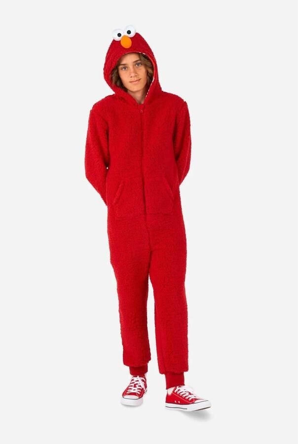 OppoSuits onesie Elmo rood Jongens Polyester Capuchon All over print 122 128