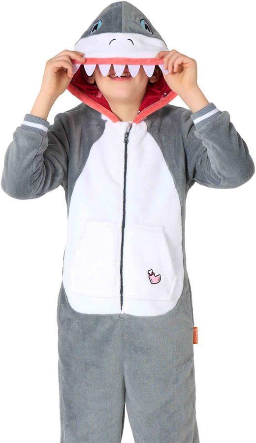 OppoSuits onesie haai grijs wit