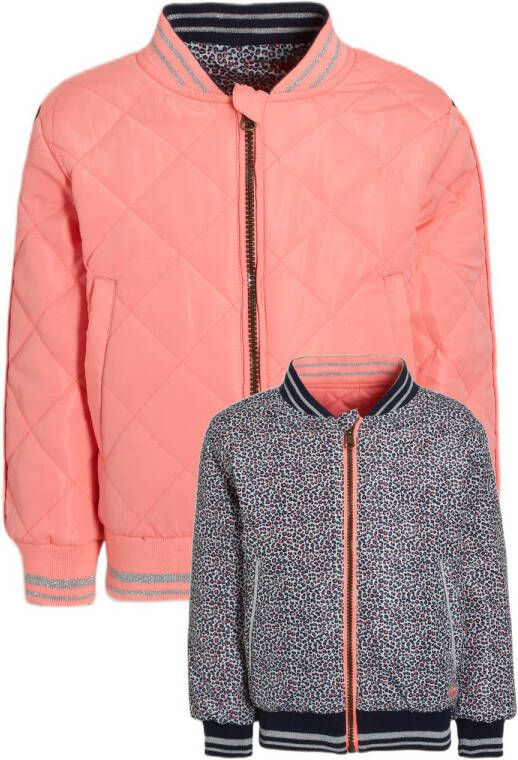 Orange Stars bomberjack zomer Marcella jacket reversible met all over print roze Jas Meisjes Polyester Opstaande kraag 116