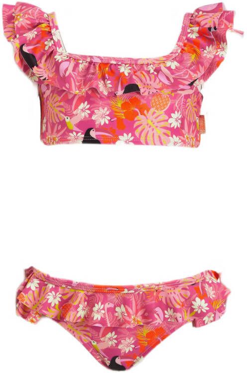 Orange Stars crop bikini Maaike met ruches fuchsia Roze Meisjes Gerecycled polyester (duurzaam) 104
