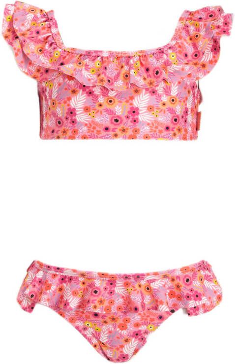 Orange Stars crop bikini Maaike met ruches roze Meisjes Polyester All over print 128