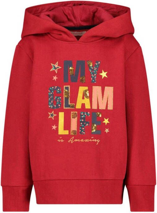 Orange Stars hoodie Kellie met printopdruk rood Sweater Meisjes Stretchkatoen Capuchon 152-158
