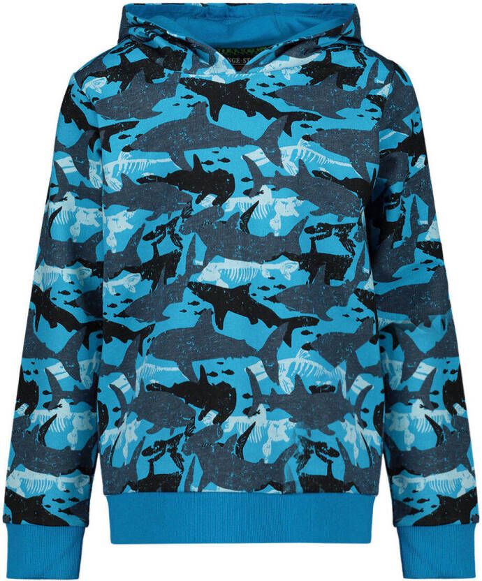 Orange Stars hoodie met camouflageprint blauw