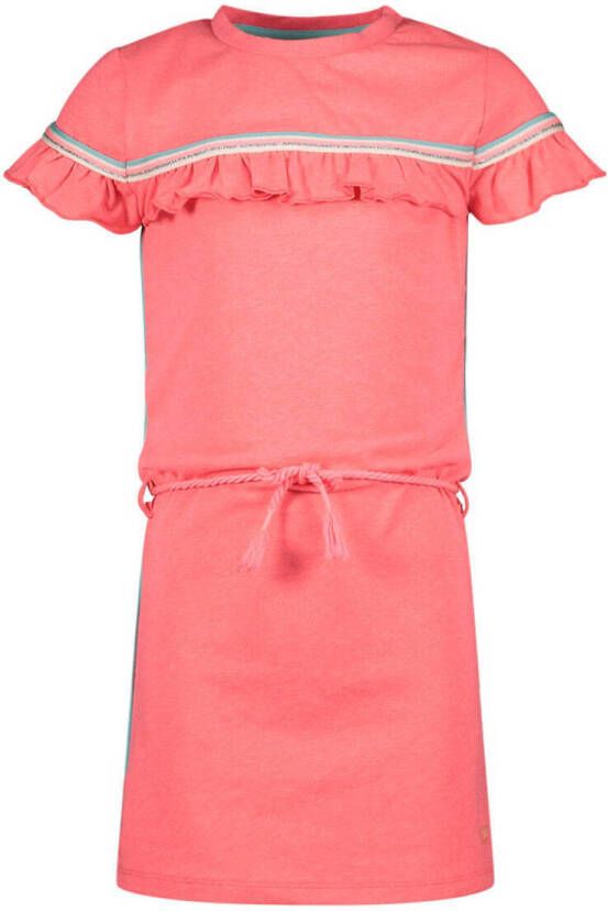 Orange Stars jurk met panterprint roze Meisjes Stretchkatoen Ronde hals 128
