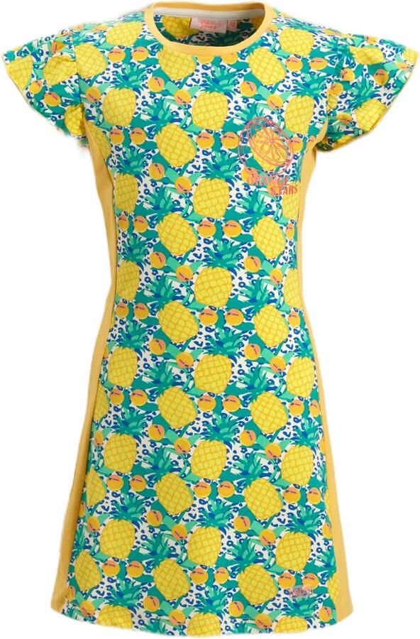Orange Stars A-lijn jurk Magareth met all over print en ceintuur multi Meisjes Katoen Ronde hals 104