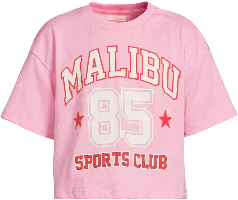 Orange Stars boxy fit T-shirt roze