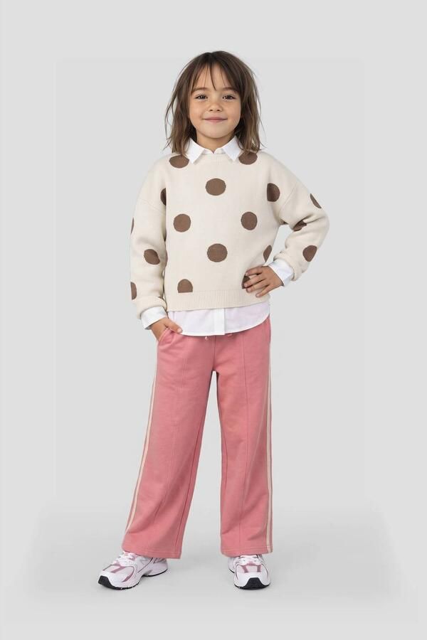 Orange Stars casual broek lichtroze ecru Meisjes Katoen Meerkleurig