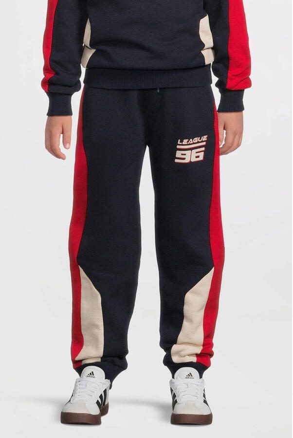 Orange Stars colourblock fleece joggingbroek Isack met printopdruk donkerblauw - Foto 2